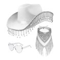 thumbnail image 1 of Sombrero de vaquero occidental para adultos, decoración sencilla, sombrero de jazz novedoso de moda para fiestas y eventos. Blanco, 1 of 9