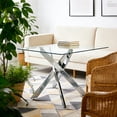 thumbnail image 1 of Square Dining Table,Glass Dining Table,Square 90x90x75cm,chrome leg,glass table top, 1 of 1
