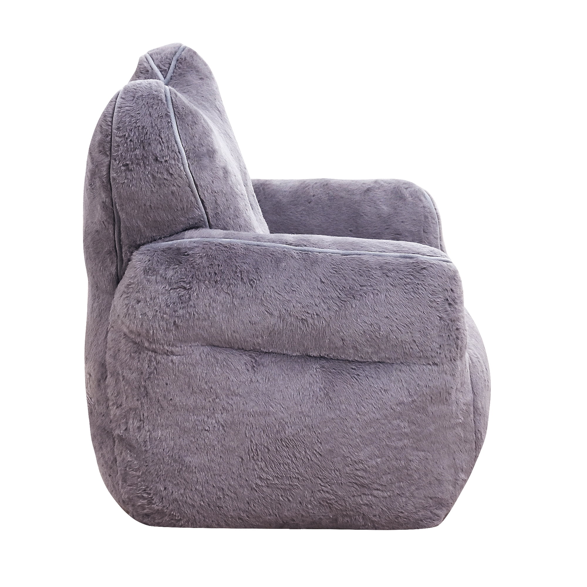 Leumius Bean Bag Chair,Faux Fur Beanbag Chair with a Color-Block and Heart-Shaped Backrest,Large Lazy Sofa for Living Room, Bedroom, Apartment,Gray