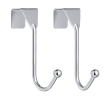 Dependable Industries inc. Essentials Over-The-Door Hanger Hook Set of 2 Polished Chrome Finish Metal Over The Door Hook for Coats Robes Jackets Hats Over-Door Hooks for Hanging Clothes & Towels