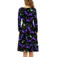 thumbnail image 3 of FKELYI Hippie Halloween Bats Women Dresses Size XL Leisure Women's Wear to Work Dresses Durable Festival Long Sleeve Swing Skater Midi Dress, 3 of 4