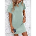 thumbnail image 6 of Summer Fashion Women's Long Dress Casual Contrast Color Twisted Short Sleeve Pocket Dress, 6 of 7