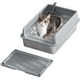 thumbnail image 4 of OUYAWEI 30L Deep Stainless Steel Cat Litter Box with Lid, Large Litter Box for Big Cats Non-Stick Stainless Steel Cat Boxes with Double Layer Litter Mat and Scoop, Easy to Clean,Gray, 4 of 5