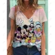 thumbnail image 3 of Camiseta de verano nueva para mujer, blusa de manga corta con cuello en V y estampado de Disney Minnie Mickey Mouse, camisetas de moda de talla grande para mujer, 3 of 5