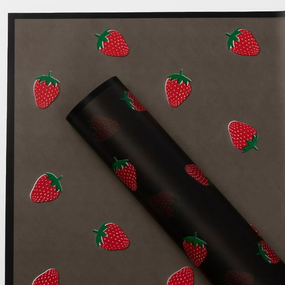 FWSA Wraps Flower Wrapping Paper, Waterproof Strawberry Pattern Floral Paper, 20 Sheets, 22.1x22.1 Inch