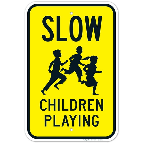 Slow Children Playing Sign, Traffic Sign, 12x18 Aluminum