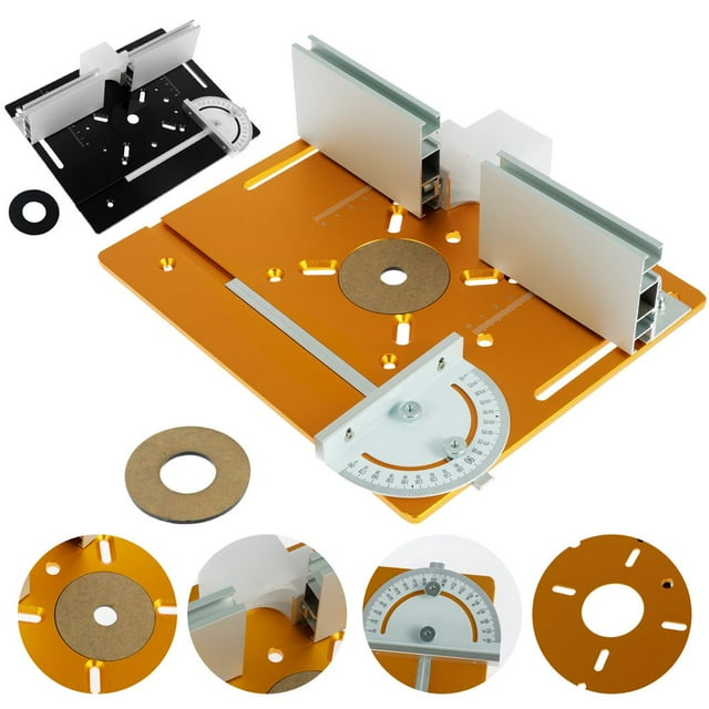 Router Table Insert Plate 9.4 x 7.9 x 0.2 Inch Aluminum Alloy Portable Milling Machine Flip Board with Clear Scale