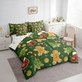 thumbnail image 3 of Manfei Kids Funny Gingerbread Bedding Comforter Set 7-Piece, Sled Christmas Tree Stocking King Bedding Sets, Green Xmas Bed Sheets, Super Cozy Room Decor, 3 of 8