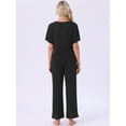 thumbnail image 4 of DARING DIVA Pajama Set Ribbed Knit Top Drawstring Pants 2 Pieces Outfit S Black, 4 of 6