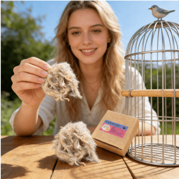 Premium Jute Strips Bird Fluff Bedding Organic Hemp Silk Wool Mix Nesting Material for Small Pet Birds Habitat Breeding Pad Comfortable Liner Natural Color