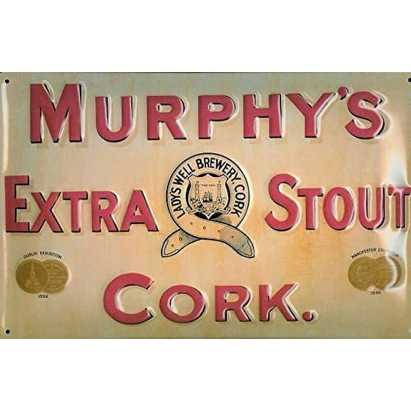 Murphys Extra Stout Cork Plaque 3D Visual Effects Sign Metal Tin 8" X 12" Inch Wall Art Signs