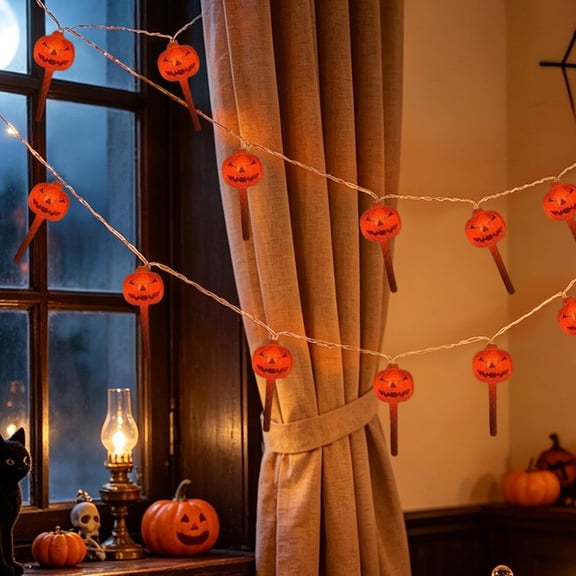 Qjidjing Halloween String Lights, 59 Inch, Holiday Lighting Decor, Light Set, Indoor Outdoor, Courtyard Fence, Porch Frame, Home Party Scene Arrangement