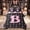 Black Pink B, variant on Feelyou Princess Bow Letter H Queen Bedding for Girls, Kawaii Love Heart Bedding Comforter Set Queen, Black Pink, Pink Reversible, 7 Pieces