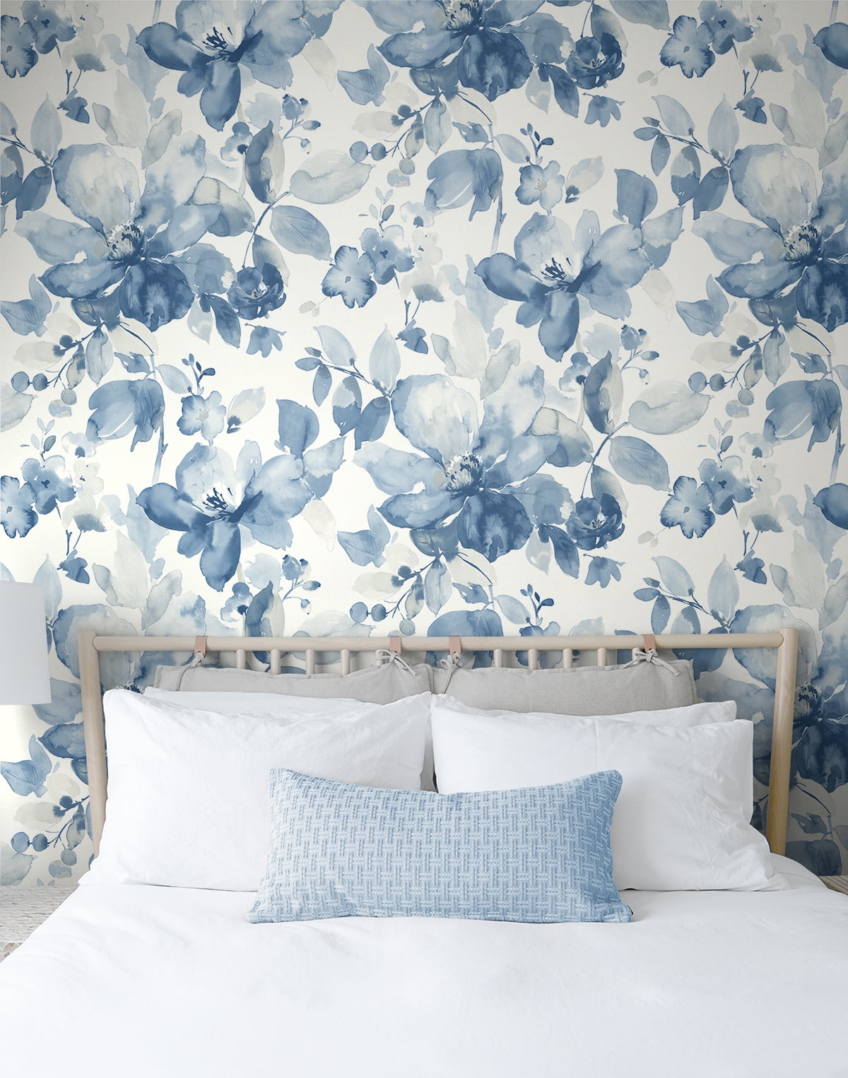 NextWall Bluestone Watercolor Floral Peel and Stick Wallpaper