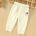thumbnail image 2 of Nilvkv Girls Lightweight Pants, Girls Joggers, Relaxed Fit Lightweight Solid Color Cuffed Sweatpants with Elastic Waist, ideal for Summer Days Yellow 9-12 Months, 2 of 9