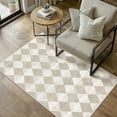 thumbnail image 5 of BERTHMEER 3'x5' Small Washable Geometric Grid Diamonds Checkered Area Rugs for Bathroom Bedroom Entryway Kitchen Rugs Non Slip Modern Contemporary Rugs,Beige, 5 of 6