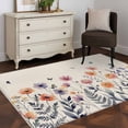 thumbnail image 3 of Spring Flowers Area Rugs 4x6 ft Watercolors Pink Purple Flower Butterflies Vintage Linen Washable Rug Non Slip Indoor Carpet Absorbent Floor Mat for Living Room Bedroom Dining Room, 3 of 9