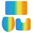 thumbnail image 2 of Rainbow Gradient Bathroom Rugs Set Abstract Blue Green Yellow Ombre Minimalist Non Slip Absorbent Soft Bath Mats 3 Piece Set with Bathroom Rug, U-Shaped Floor Mat, Toilet Seat Cover Small Size, 2 of 9