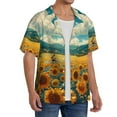 thumbnail image 2 of Rateoe Field Style Bicycle Young Sunflower Pattern Men's Short Sleeve Classic Shirt, Casual Short-Sleeved Shirt, Lightweight Summer Shirt, Cuban Collar Shirt,Button-Front Shirt-Small, 2 of 5