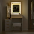 thumbnail image 5 of Plenkra Vanity Desk with Sliding Mirror and Lights, Makeup Table with Drawers & Shelves, Hidden Storage Space, Bedroom Dressing Table, 5 of 5