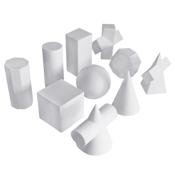 10 Count Mini Resin 3D Geometry Sketch Sculpture Figurines, for Teaching Desktop Decoration Exquisite Workmanship Modern