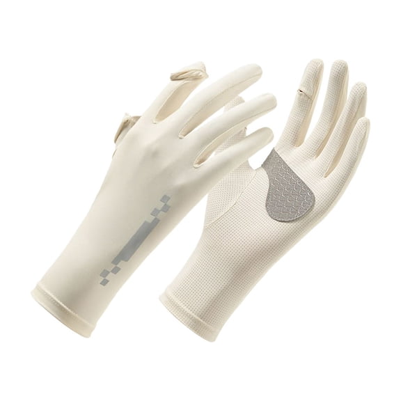 Elainilye Ice Silk Sunscreen Gloves for Women Men, Breathable UV Protection Gloves for Driving Cycling, Touchscreen Compatible One Size