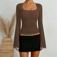 thumbnail image 2 of JAJAHO Womens Shirts Flare Long Sleeve Square Neck Tops Lace Trim Basic Girls Crop Tops Fashion Clothes 2026 Stylish Tops, 2 of 4