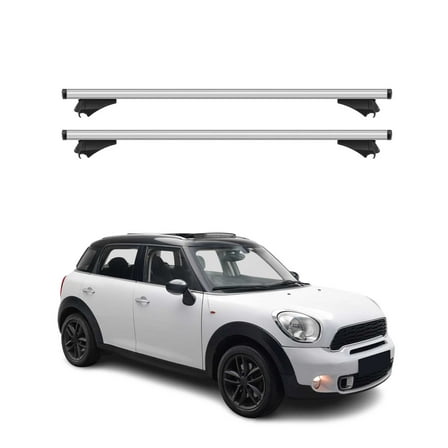 OMAC Cross Bars Roof Racks Aluminium for Mini Countryman R60 2011-2016 Silver 2 Pcs Anti-Theft for Travel Kayak Canoe Surf Ski Snowboard Camping