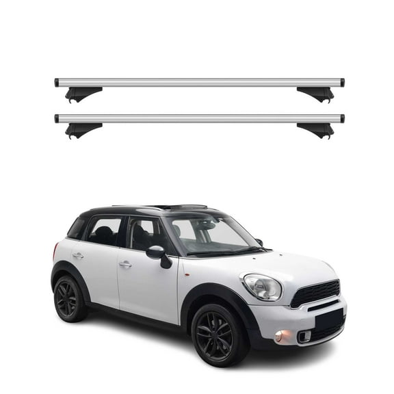 OMAC Cross Bars Roof Racks Aluminium for Mini Countryman R60 2011-2016 Silver 2 Pcs Anti-Theft for Travel Kayak Canoe Surf Ski Snowboard Camping
