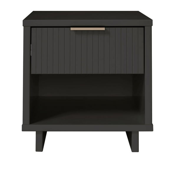 Manhattan Comfort Granville Modern Nightstand 1.0 with 1 Full Extension Drawers in Dark Grey