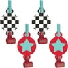 Party Central Club Pack of 48 White and Black Vintage Race Car Blowout Party Noisemakers 5.25"