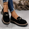 thumbnail image 4 of Rokment Womens Rhinestones Penny Loafers 2026 Spring Fall Fashion Casual Suede Sparkly Chunky Slip on Walking Oxfords Dress Shoes A Size 6, 4 of 8