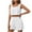 00 # White, variant on REORIAFEE Two Piece Outfits For Women Summer Workout Sports Tracksuit Festival Outfit Women's Two Piece Cotton Linen Sleeveless Square Neck Tops Shorts Set Yellow S