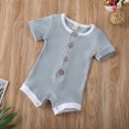 thumbnail image 5 of Bagilaanoe Newborn Infant Baby Clothes Short Sleeve Solid Romper Jumpsuit Button Bodysuit Summer Clothes, 5 of 7