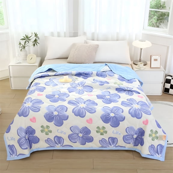 AUQ Queen Size Cooling Comforter,Washable Hypoallergenic Reversible Quilt,Lightweight Soft Breathable Cooling Quilt - Stay Cool All Night