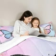 thumbnail image 4 of Feelyou Blue Pink Butterfly Twin Bedding Sets 7-Piece, Dreamy Cartoon Animal Bedding Comforter Set, Romantic Rose Flower Sheet Sets, Lightweight Room Decor, 4 of 7