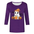 thumbnail image 4 of Enjoytime Halloween Tops for Women Trendy Printed 3/4 Sleeve Round Neck Shirts Cute Ghost Graphic Plus Size Blouses, 4 of 4