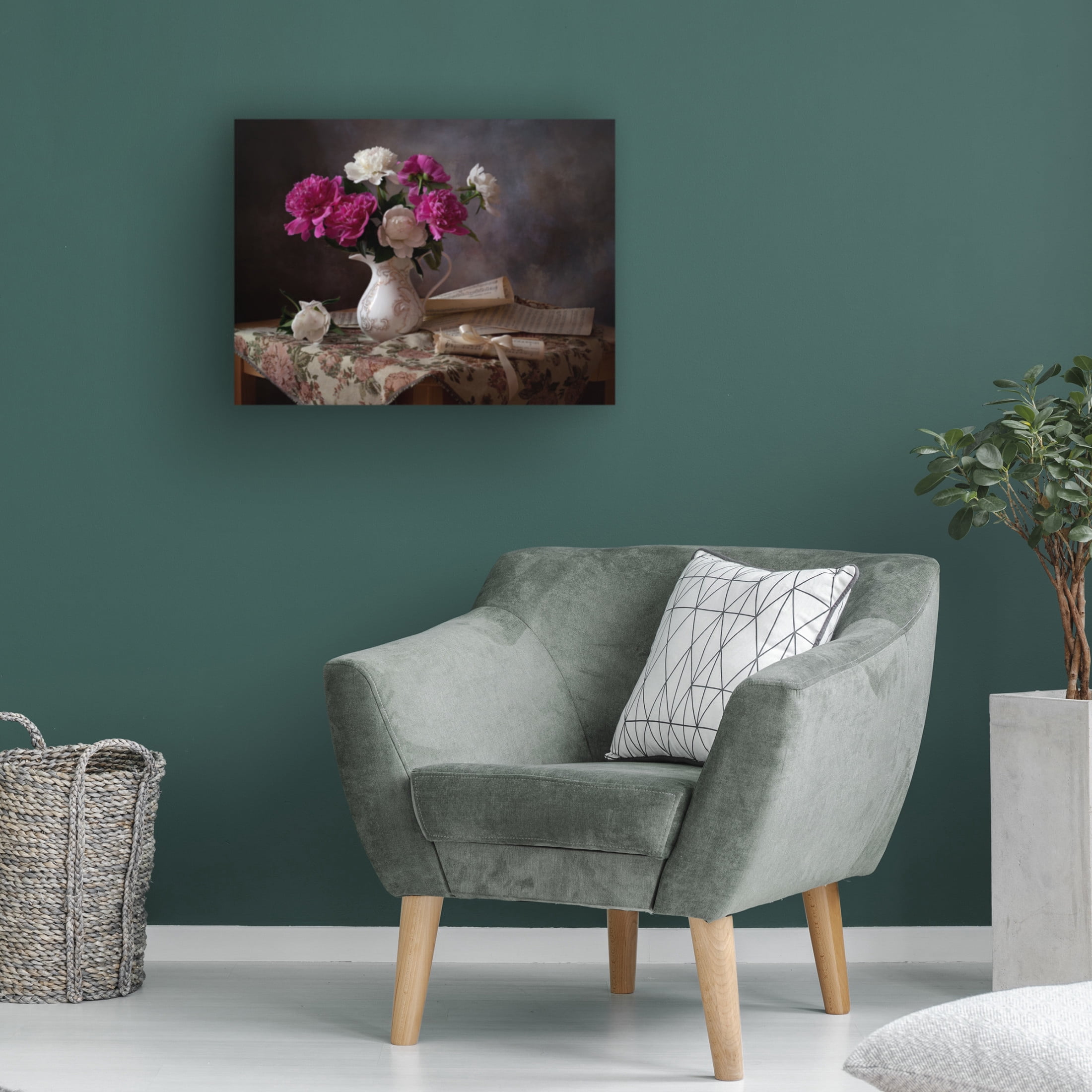 Canvas Wall Art - Alina Lankina 'Still Life With Peonies' Wall Art for Living Room, Bedroom, or Office Décor by Trademark Fine Art - 24 x 18 Inches