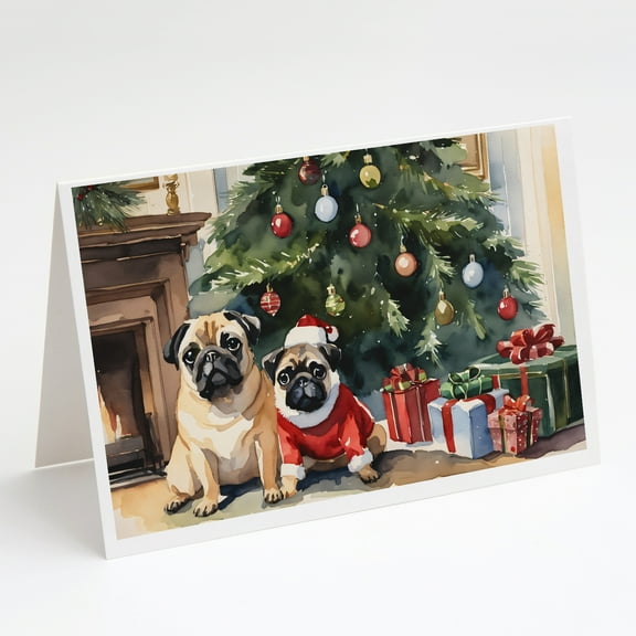 Pug Cozy Christmas Greeting Cards Pack of 8 7 in x 5 in