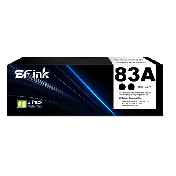 83A Toner Cartridge (2-Pack Black) Compatible for HP83A CF283A Toner Cartridges for LaserJet Pro M201dw MFP M125nw M127fn M127fw M225dn M225dw Series Printer High Yield