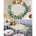 thumbnail image 3 of Round Tablecloth Watercolor Green Vine Elastic Edge Fitted Rustic Farmhouse Beige Plastic Table Cover,Waterproof Oil Proof for Dinner,Outdoor, Picnic, 55"- 60" DIA Tables, 3 of 8