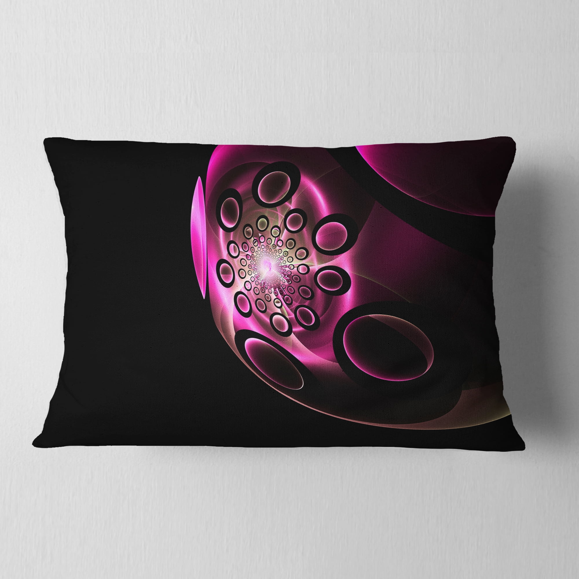 Designart Purple Fractal Sphere in Dark - Floral Throw Pillow - 12x20