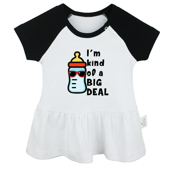 iDzn I'm Kind Of a Big Deal Funny Dresses For Baby, Newborn Babies Skirts, Infant Princess Dress, 0-24M Kids Graphic Clothes (Black Raglan Dresses, 0-6 Months)