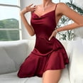 thumbnail image 4 of Feancey Womens Satin Silk Nightgown Cowl Neck Backless Cami Dress Irregular Ruffled Hem Wedding Guest Dresses Soft Pajama Dress Wine S, 4 of 4