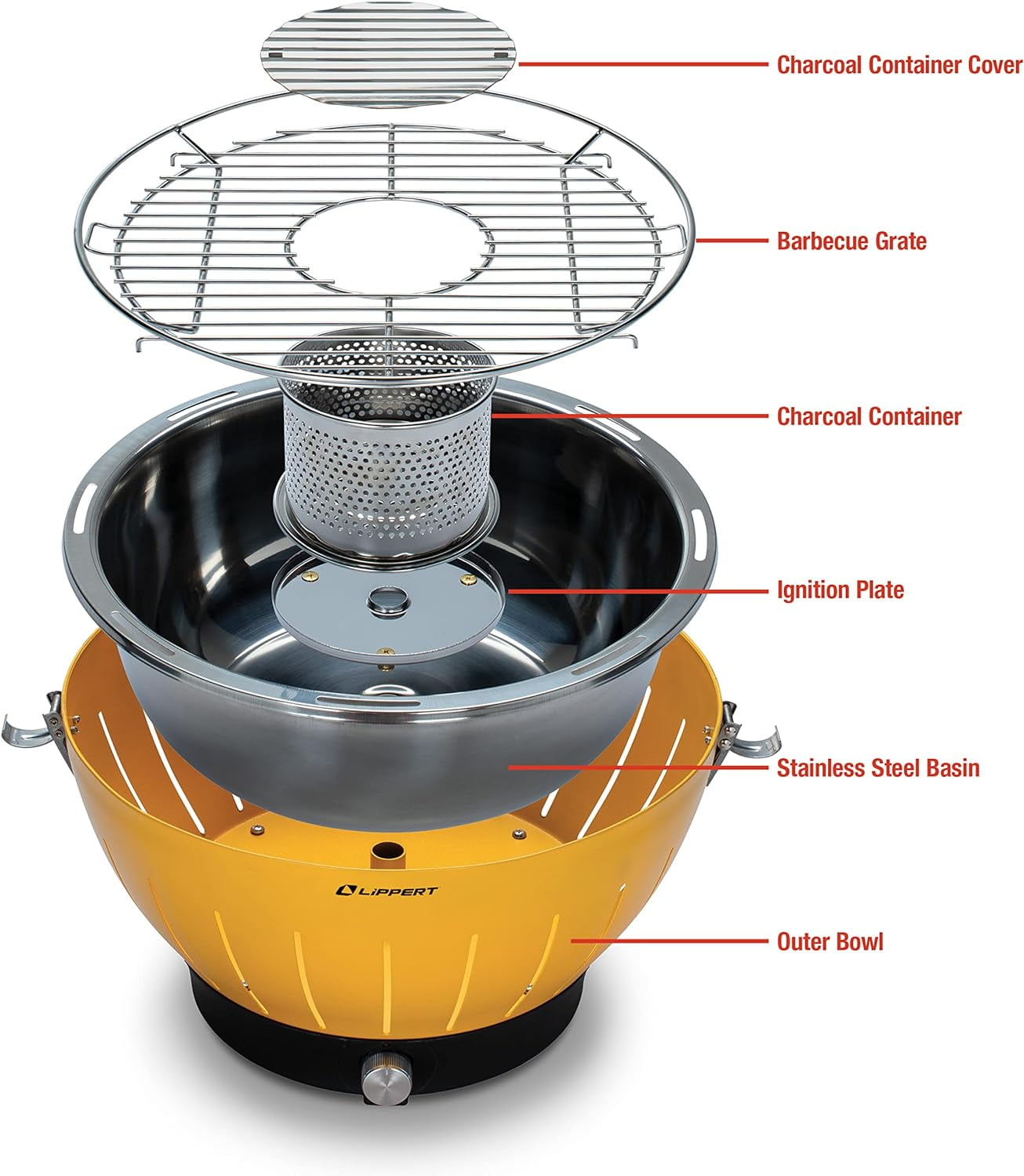 Lippert Components Odyssey 22” Charcoal Portable Grill, Lightweight and Durable Design
