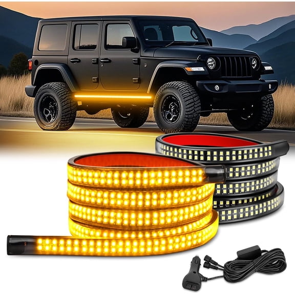 Nilight 2PCS 70 Inch Amber LED Running Board Lights, Flexible Side Marker Safety Lighting with Multiple Modes for Work Trucks