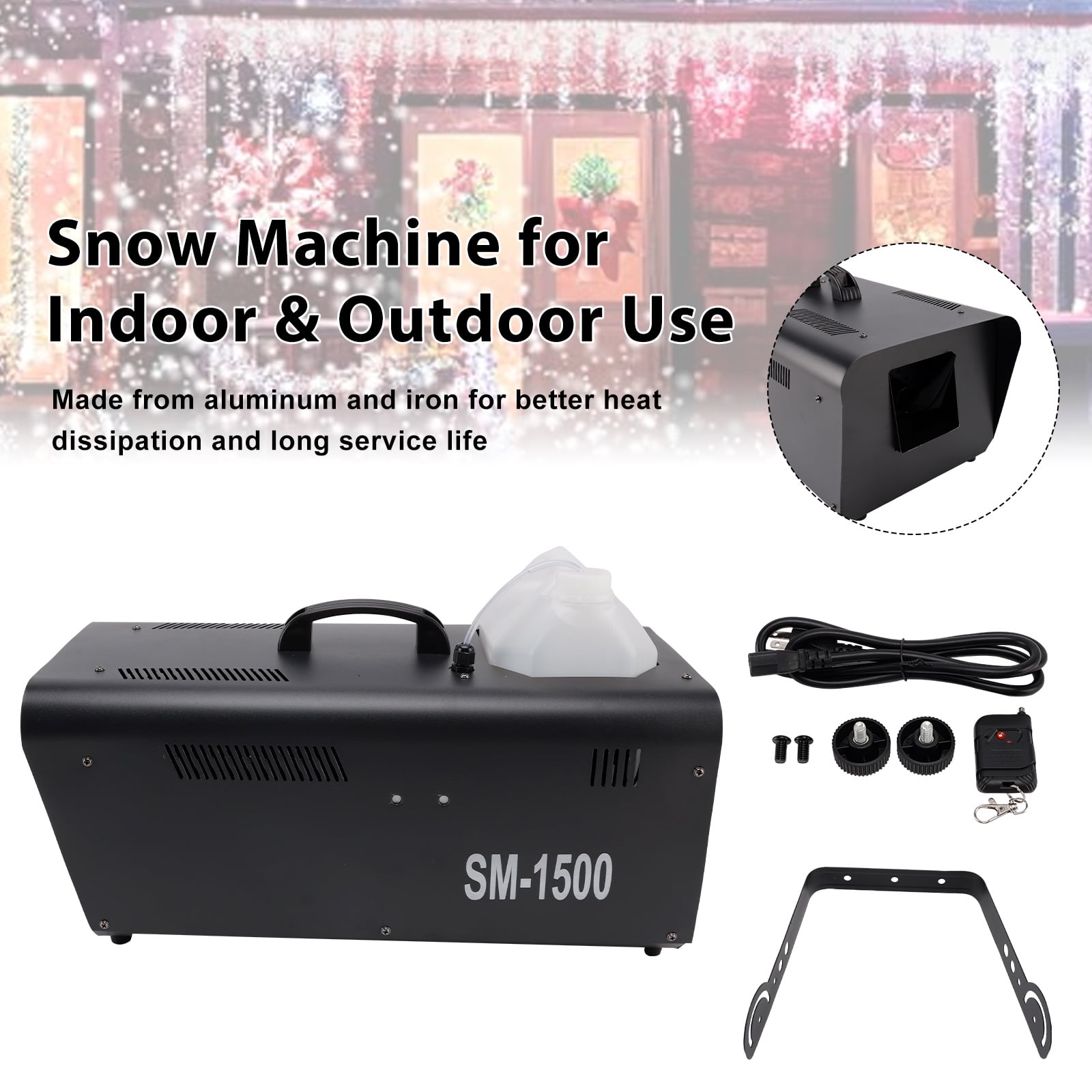 VIPQV Snow Machine, 1500W Snow Making Machine with Remote & Manual Control, Adjustable Snowflake Size, Snowflake Maker for Christmas Wedding Party