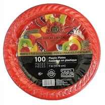 VeZee's Case Pack Deal for Resturants, Deli & all Parties & Occasions for Ideal 7 Inches Disposable Red Salad Plastic Plates Can Use in Microwave,400 Plates