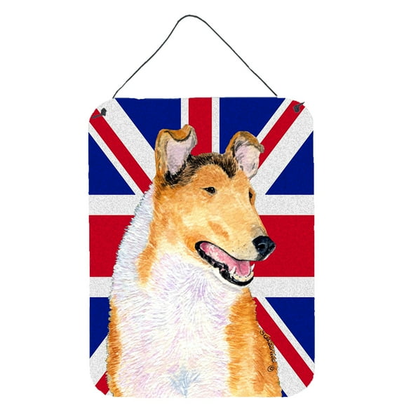 Collie Smooth with English Union Jack British Flag Wall or Door Hanging Prints