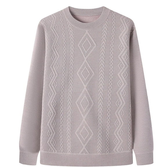 Yiliang Big and Tall Sweaters for Men Fall and Winter Long Sleeve Warm and Thermal Top Clothes ,Beige,2XL